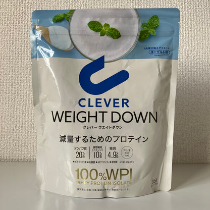 Clever Weight Down 100% whey protein isolate, 315g, Made in Japan, Yogurt Flavor